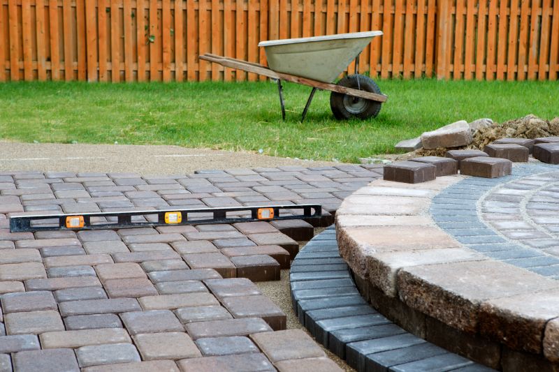 Paver patio construction site